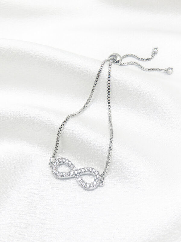 Timeless Cubic Zirconia Infinity Symbol Bracelet with Box Chain