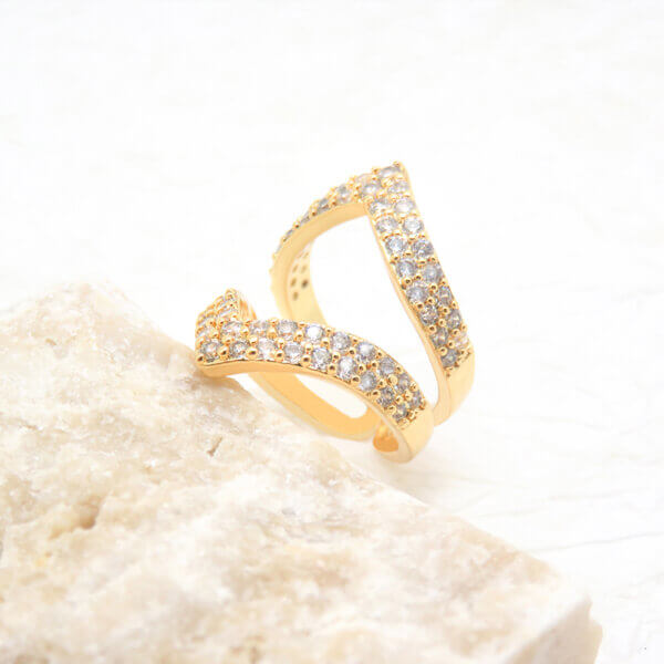 Double Layer Open Band Geometric Design Ring for Modern Elegance