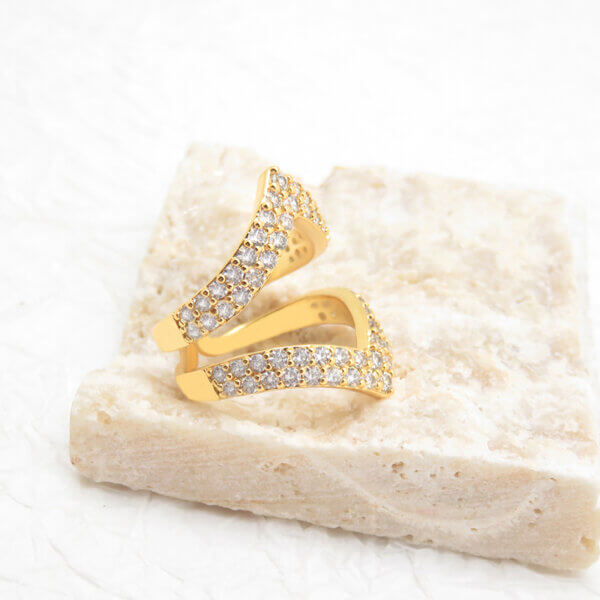 Double Layer Open Band Geometric Design Ring for Modern Elegance