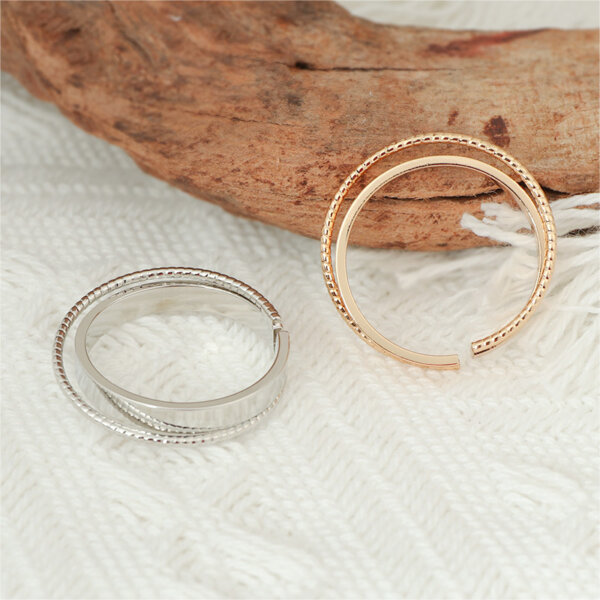 Elegant Open Band Copper Jewelry Rings with Unique Dual Layer Design