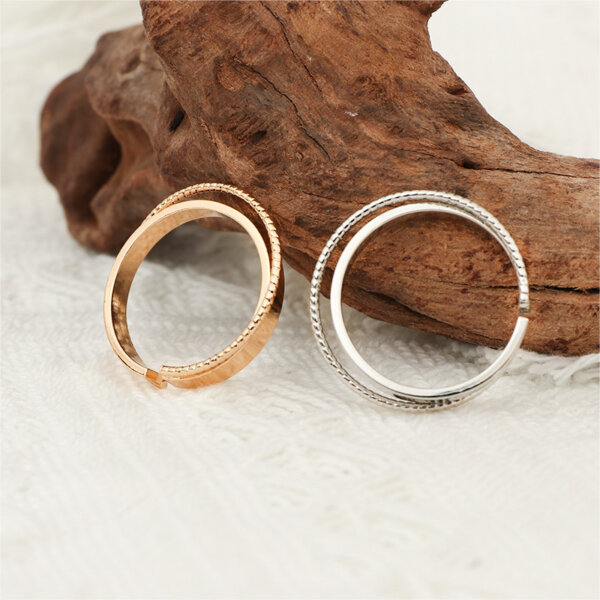 Elegant Open Band Copper Jewelry Rings with Unique Dual Layer Design