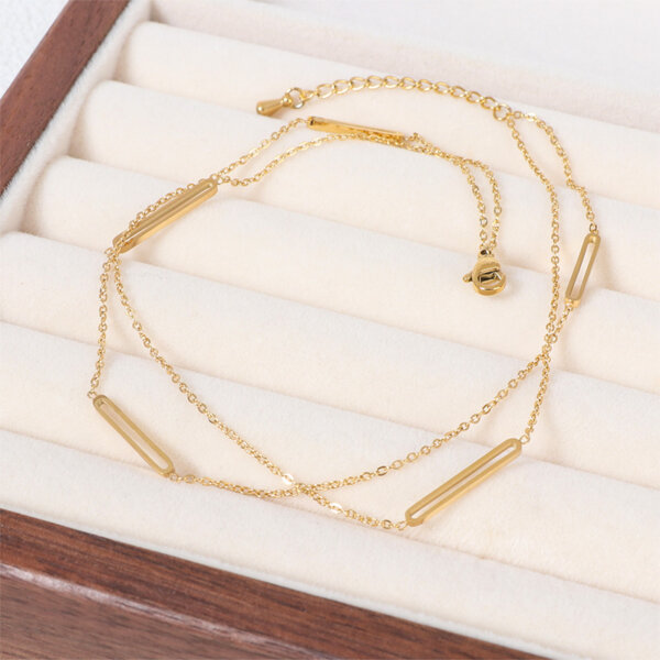 Timeless Stainless Steel Gold Anklet with Double Layer Design