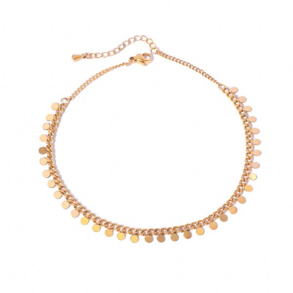 Shimmering 18K Gold Plated Anklet with Dangling Round Discs