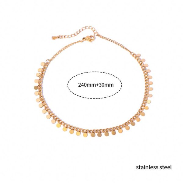 Shimmering 18K Gold Plated Anklet with Dangling Round Discs