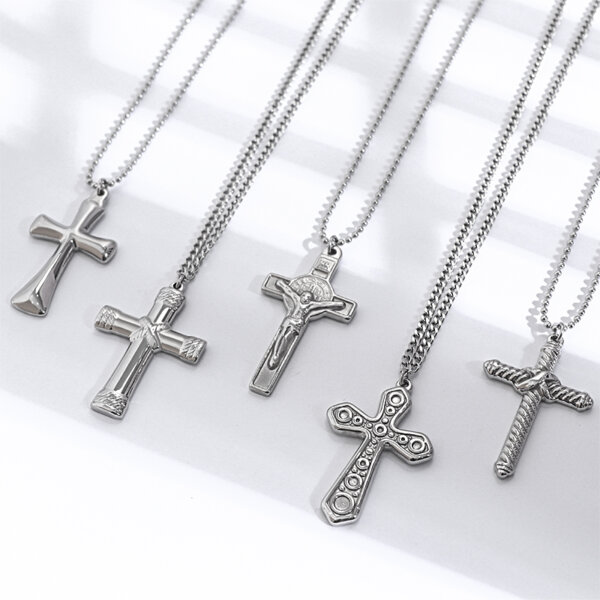 Modern and Classic Stainless Steel Cross Necklace Collection