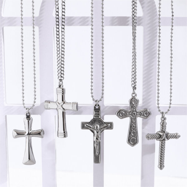 Modern and Classic Stainless Steel Cross Necklace Collection