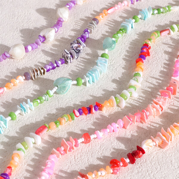 Boho Chic Rainbow Shell Necklace Collection for Summer Fashion