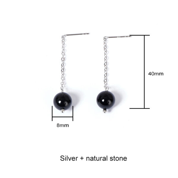 Elegant Black Agate and Moonstone Stainless Steel Dangle Earrings