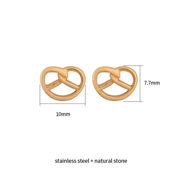 Whimsical Gold Plated Stainless Steel Pretzel Earrings