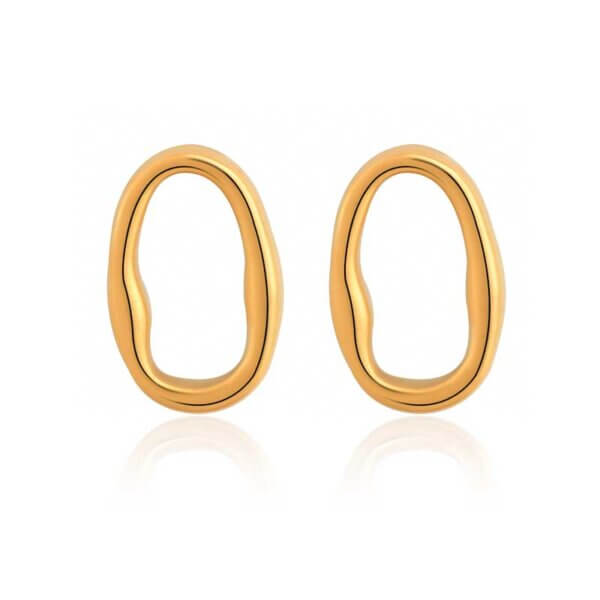 Artistic Minimalist Stainless Steel Gold Oval Stud Earrings