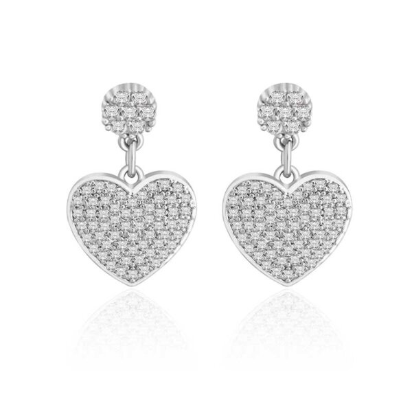 Sparkling Copper Heart Shaped Cubic Zirconia Earrings