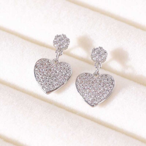 Sparkling Copper Heart Shaped Cubic Zirconia Earrings