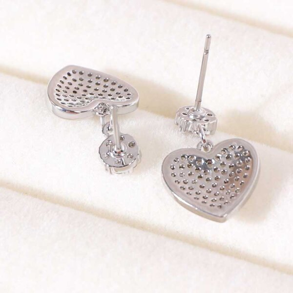 Sparkling Copper Heart Shaped Cubic Zirconia Earrings