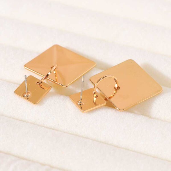 Elegant Copper Double Square Geometric Gold Earrings