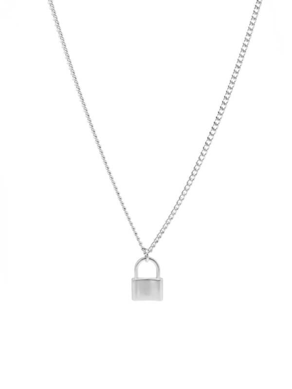 Statement Lock Pendant Necklace for Women in Gold or Silver Tone