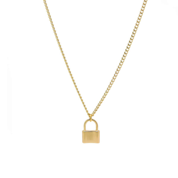 Statement Lock Pendant Necklace for Women in Gold or Silver Tone