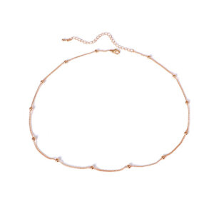 Minimalist Copper Dainty Bead Necklace in Gold or Silver Tone