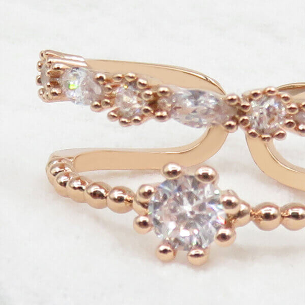 Timeless Rose Gold Plated Cubic Zirconia Ring with Double Band Design