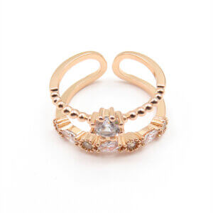 Timeless Rose Gold Plated Cubic Zirconia Ring with Double Band Design