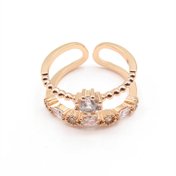 Timeless Rose Gold Plated Cubic Zirconia Ring with Double Band Design