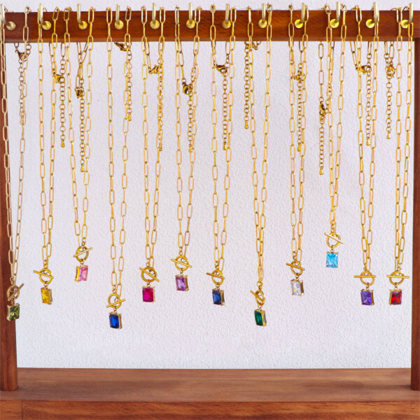 18K Gold-Plated Birthstone Necklace Collection with Cubic Zirconia Stones