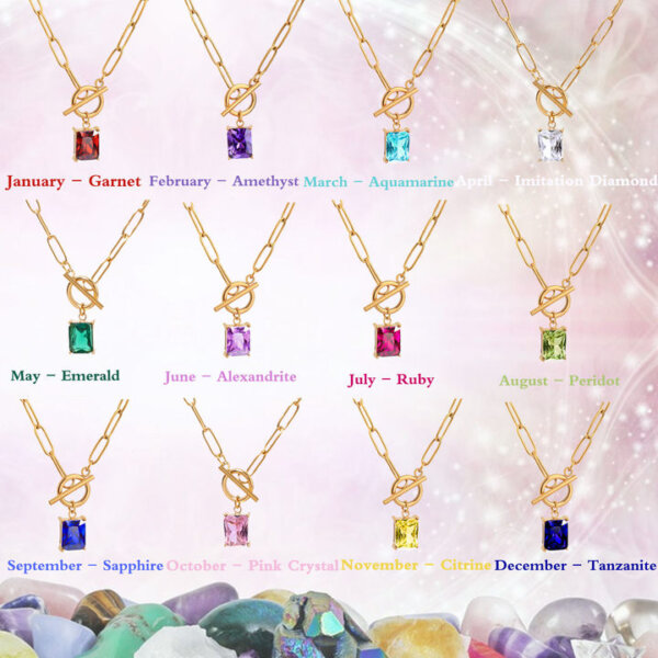 18K Gold-Plated Birthstone Necklace Collection with Cubic Zirconia Stones