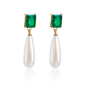 Elegant Teardrop Pearl Earrings with Dazzling Cubic Zirconia