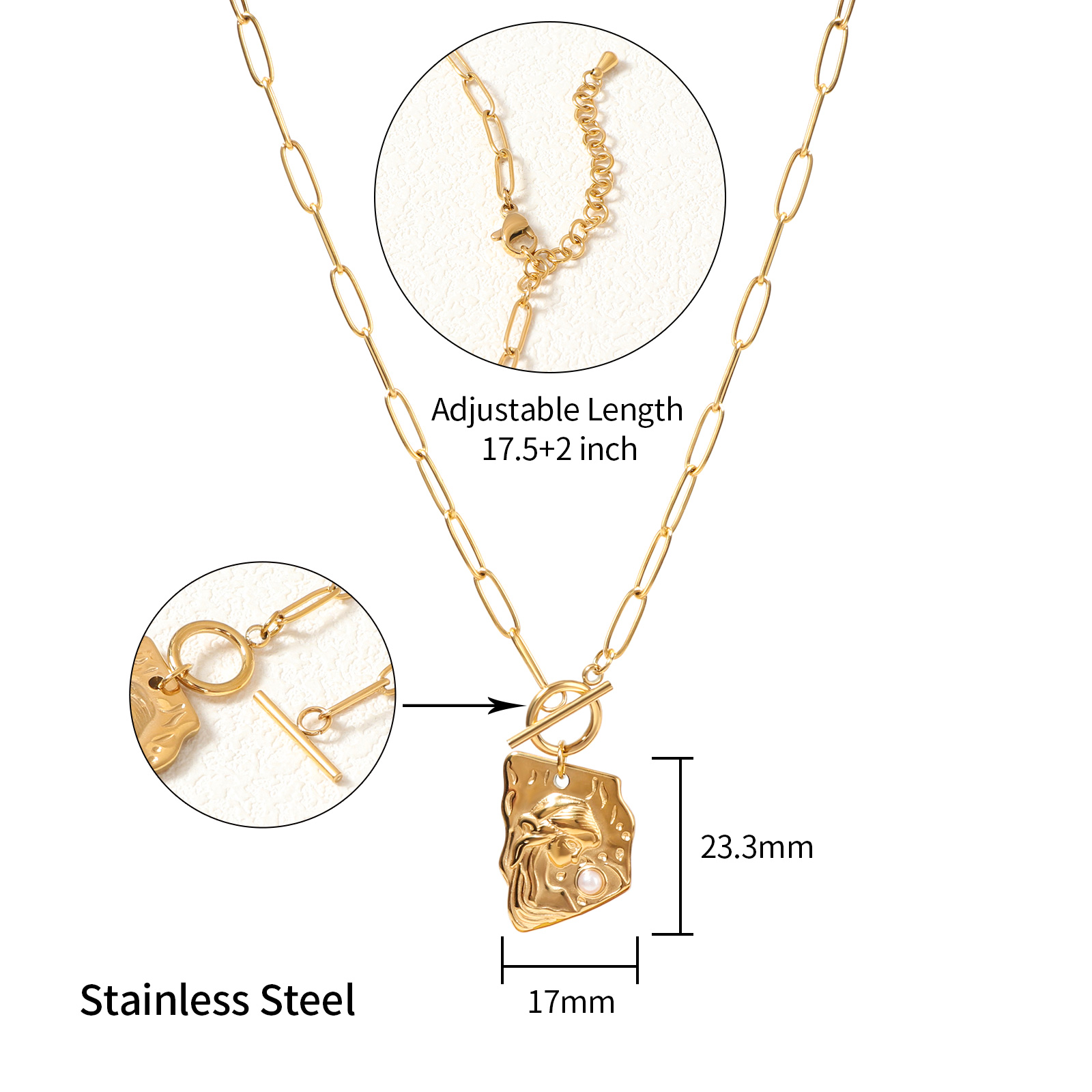 Stainless Steel Virgin Mary Pendant Necklace With Pearl Inlay - Justop ...