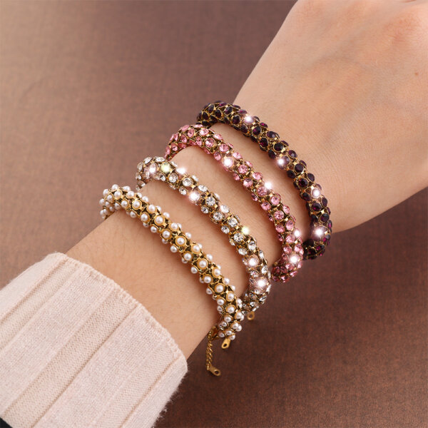 Elegant 18K Gold-Plated Stainless Steel Bracelet Set