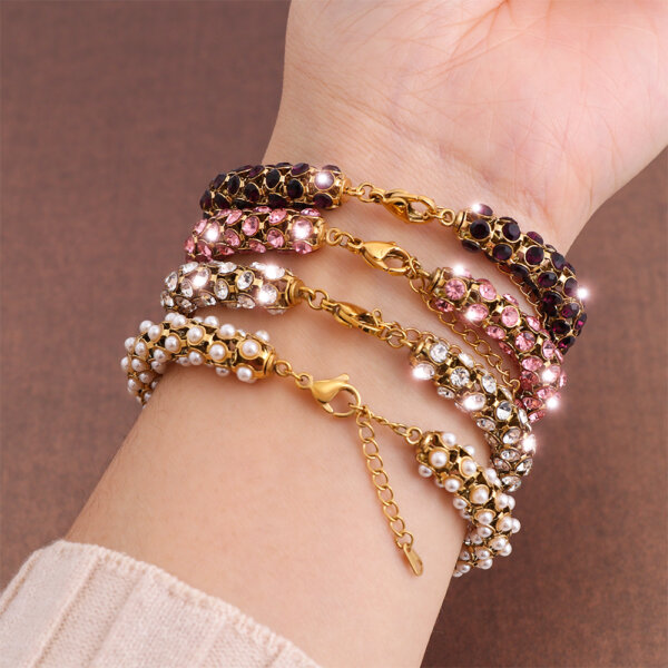 Elegant 18K Gold-Plated Stainless Steel Bracelet Set