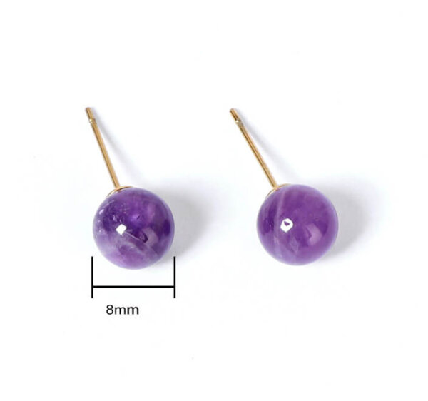 Elegant Amethyst Stud Earrings 18K Gold Plated Stainless Steel