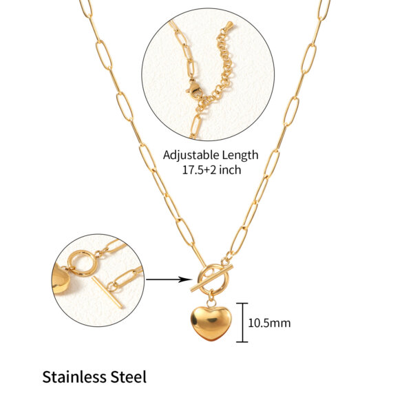 Minimalist 18K Gold Plated Stainless Steel Heart Pendant Necklace