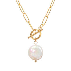 Timeless Elegant 18K Gold Plated Stainless Steel Pearl Necklaces