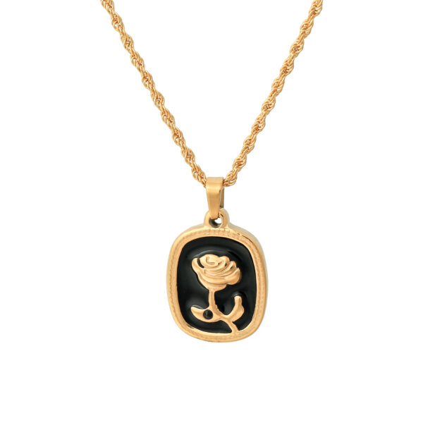 Chic 18K Gold Plated Rose Pendant Necklace in Vibrant Enamel Colors