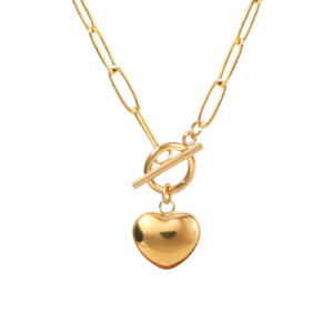 Minimalist 18K Gold Plated Stainless Steel Heart Pendant Necklace