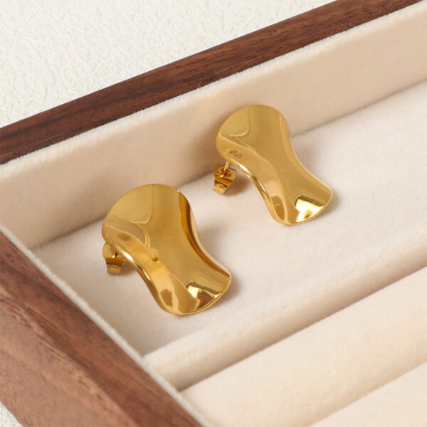 Minimalist Sculptural 18K Gold Plated Stainless Steel Earrings