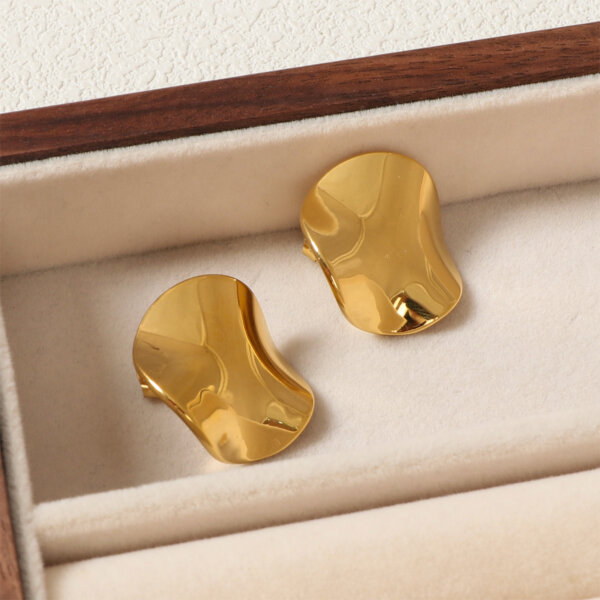 Minimalist Sculptural 18K Gold Plated Stainless Steel Earrings