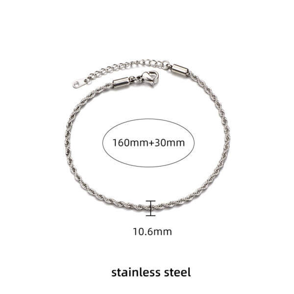 Stainless Steel Rope Chain Bracelets for Men and Women