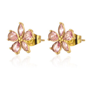 Sparkling 18K Gold Plated Cubic Zirconia Flower Earrings