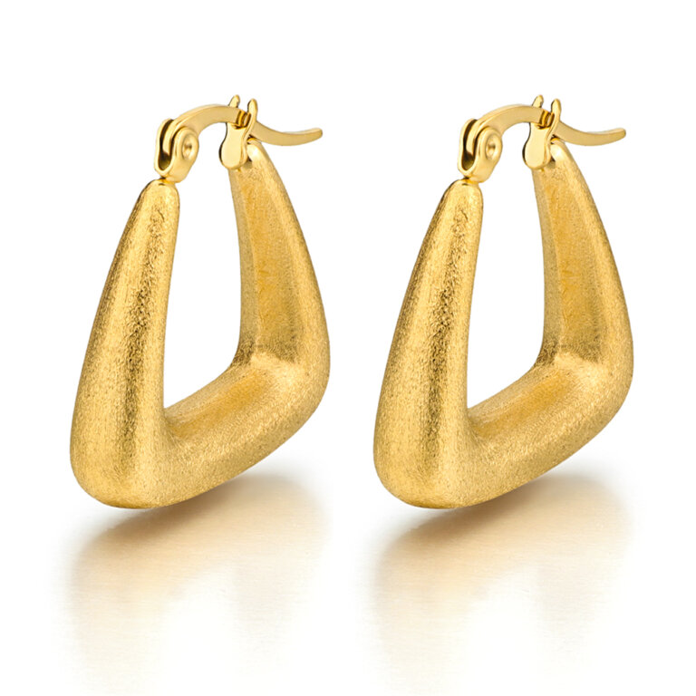 18K Gold Plated Earrings Set with Brushed and Matte Textures - Justop ...