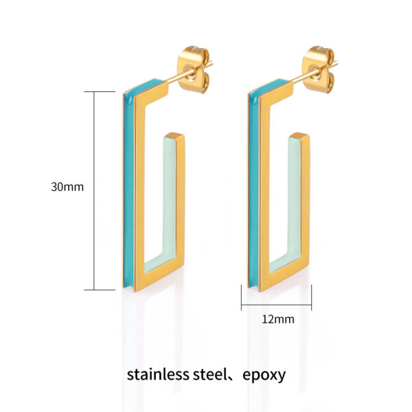 Minimalist Gold Geometric Earrings Featuring Ocean Wave Colors