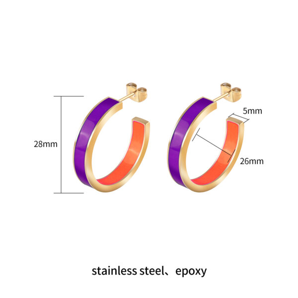 Vibrant 18K Gold Plated Stainless Steel Enamel Hoop Earrings