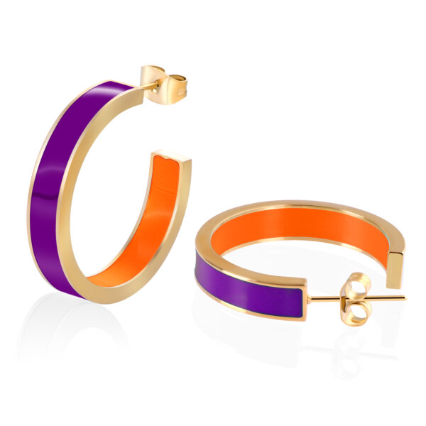 Vibrant 18K Gold Plated Stainless Steel Enamel Hoop Earrings