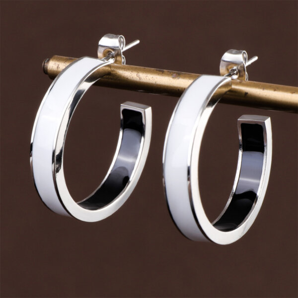 Stylish Enamel Stainless Steel Square Edge Hoop Earrings