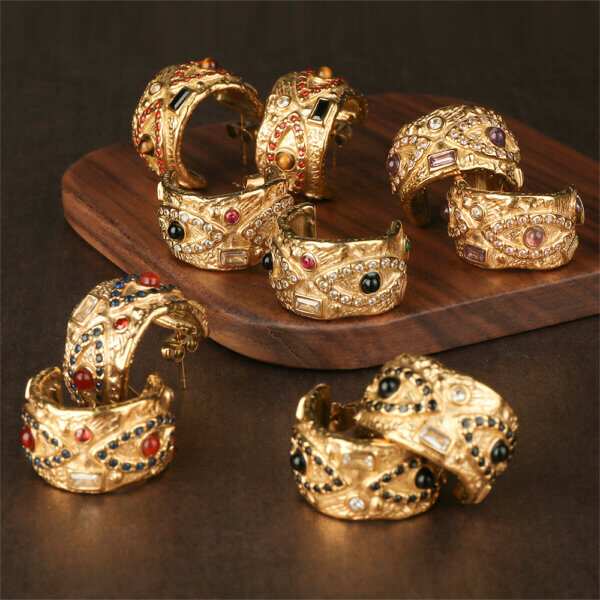 Stainless Steel Antique Style Earrings with Royal Elegance Design