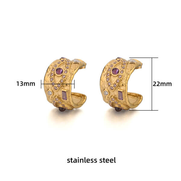 Stainless Steel Antique Style Earrings with Royal Elegance Design