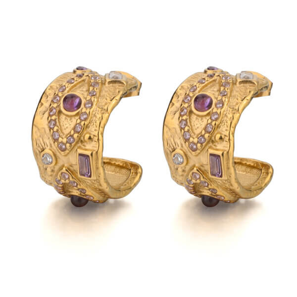 Stainless Steel Antique Style Earrings with Royal Elegance Design