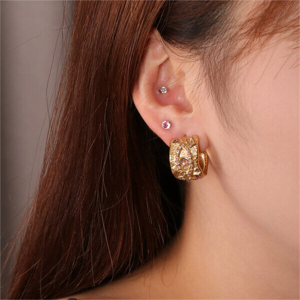 Stainless Steel Antique Style Earrings with Royal Elegance Design