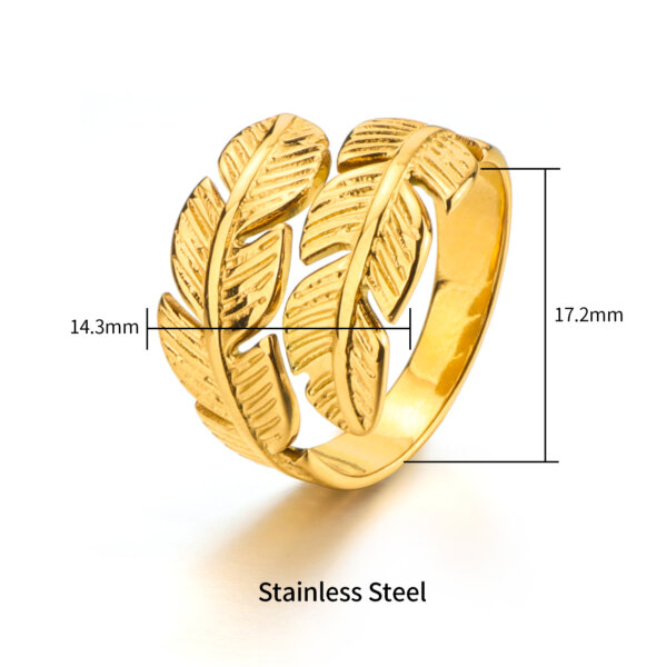 Dainty Nature Inspired Gold Leaf Ring in Stainless Steel