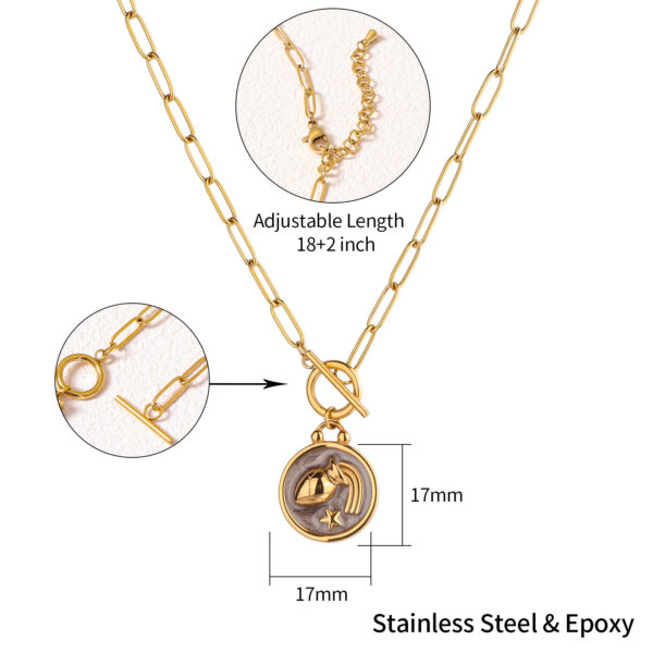 Aquarius Zodiac Sign Necklace in 18k Gold Plated Stainless Steel